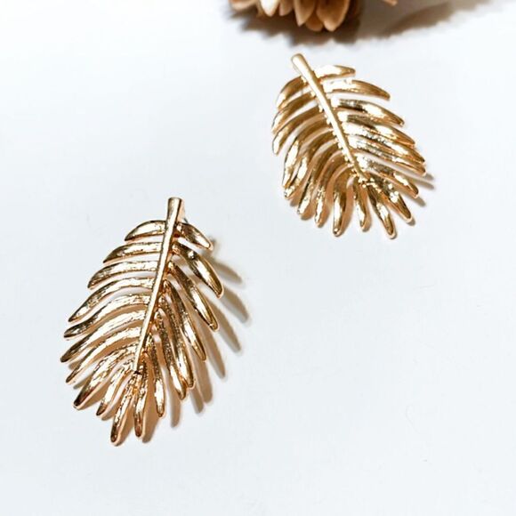 Gold  leaf  earrings M10 - Picture 3 of 6